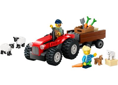 Red Farm Tractor with Trailer & Sheep