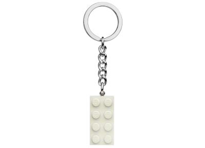 White Metallic 2x4 Brick Key Chain